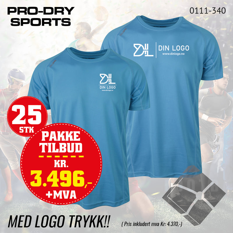 25 stk Sport T-skjorte m/2 logo trykk, turkis