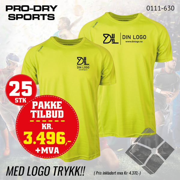 25 stk Sport T-skjorte m/2 logo trykk, yellow