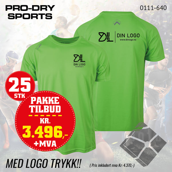 25 stk Sport T-skjorte m/2 logo trykk, green