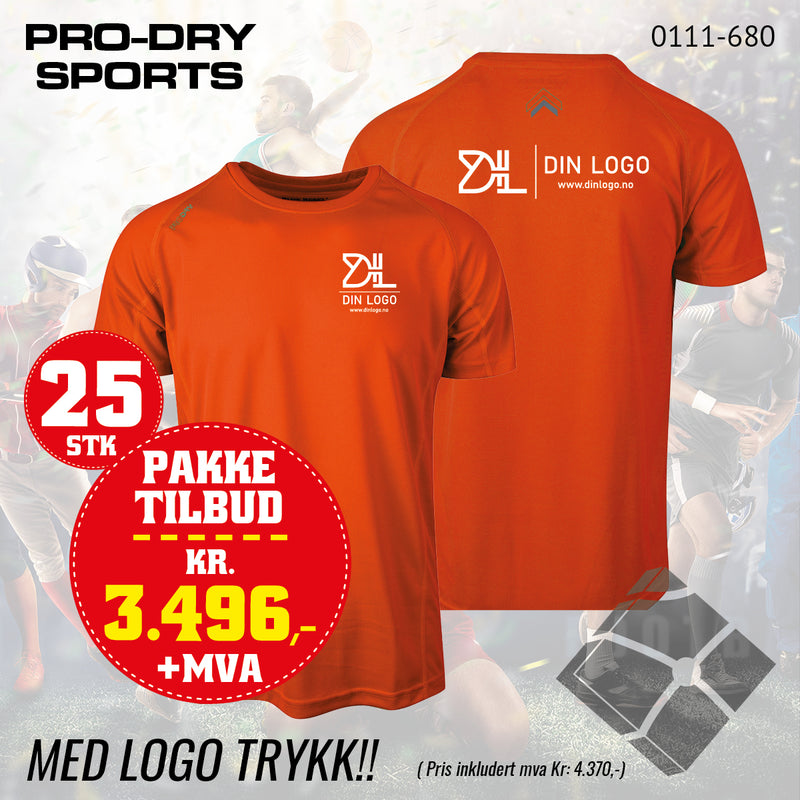 25 stk Sport T-skjorte m/2 logo trykk, orange