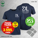 25 stk T-skjorte m/bryst & rygglogo, marine
