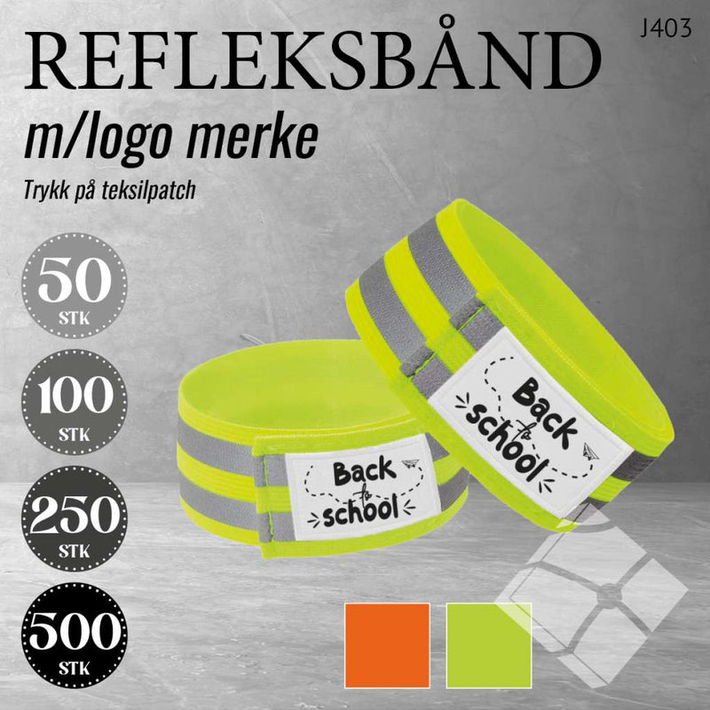 Refleksbånd m/logo trykk, safety gul