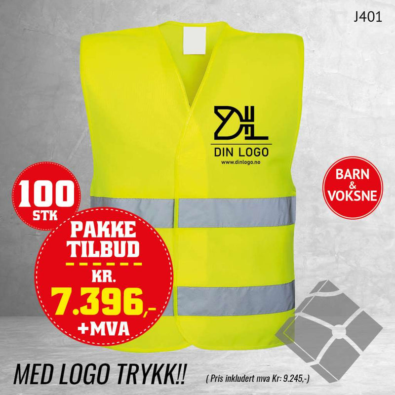 Refleks-/markeringsvest  100 stk, safety gul