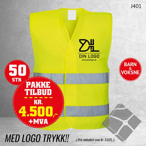 Refleks-/markeringsvest 50 stk, safety gul