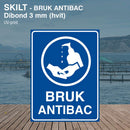 Bruk antibac skilt, aluminium