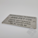 Teine & merkeskilt m/2 hull, syrefast