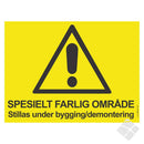Skilt - Stillas under bygging/demontering, gul/sort