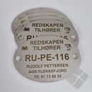 Teine & merkeskilt ovalt 70mm m/2 hull, syrefast