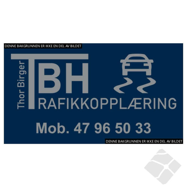 TBH Trafikkopplæring rygglogo, sølvgrå