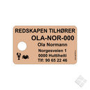 Teinemerke & merkeskilt m/ 1 hull, kobber/sort