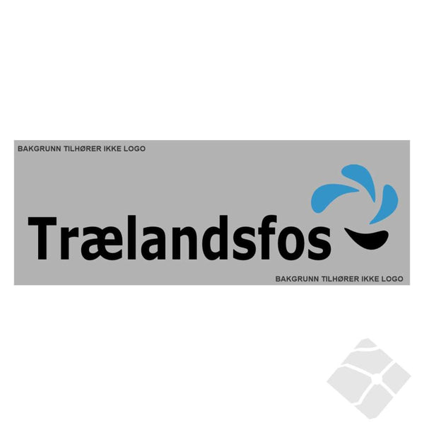 Trælandsfos rygg logo, sort/blå
