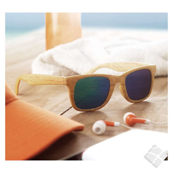 Solbrille med speilglass, wood