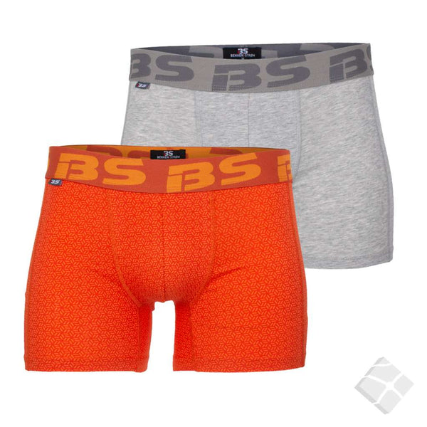 2 pack - Boxershorts i bomull, orange/grå