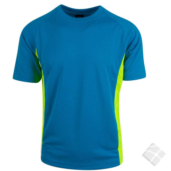 T-skjorte ProDry Wembley B, brilliantblå/safety gul