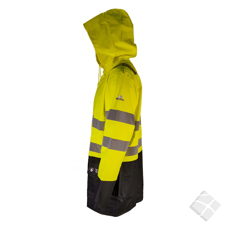 Regnjakke HighVis KL3, safety gul/marine