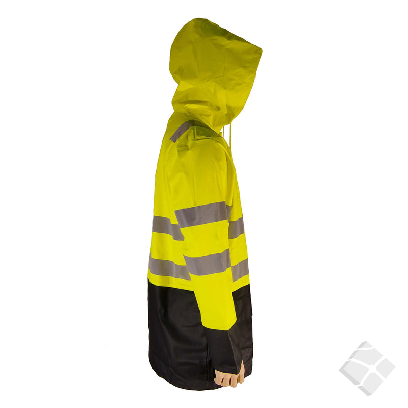 Regnjakke HighVis KL3, safety gul/marine