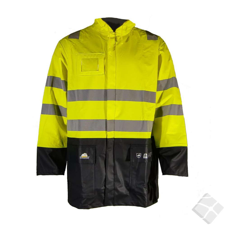 Regnjakke HighVis KL3, safety gul/marine