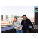 Hettegenser Harlem, marine/gråmelert