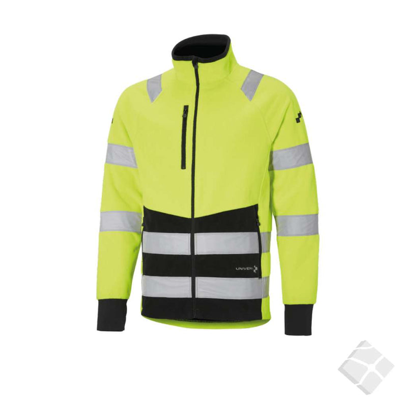 Fleecejakke Bryne, vindtett HI-VIS KL3