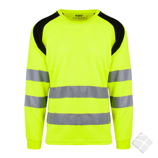 Langermet t-skjorte i synlighet Lund KL. 2, safety gul