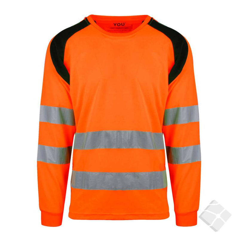 Langermet t-skjorte i synlighet Lund KL. 2, safety orange