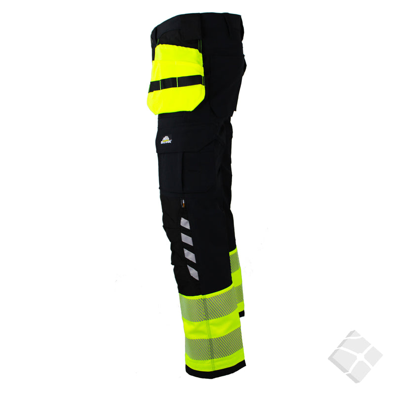 Arbeidsbukse HighVis i 4-veis stretch, safety gul/sort