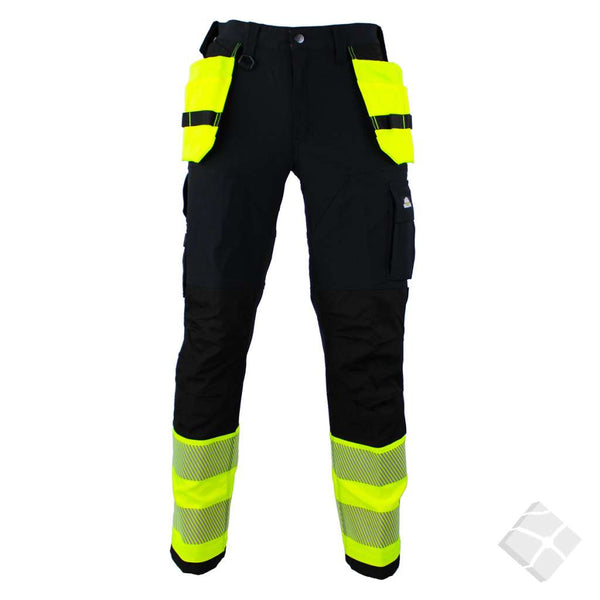 Arbeidsbukse HighVis i 4-veis stretch, safety gul/sort