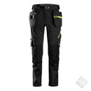 FlexiWork softshell stretchbukse, sort/gul