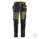 FlexiWork softshell stretchbukse, kahki green/grey