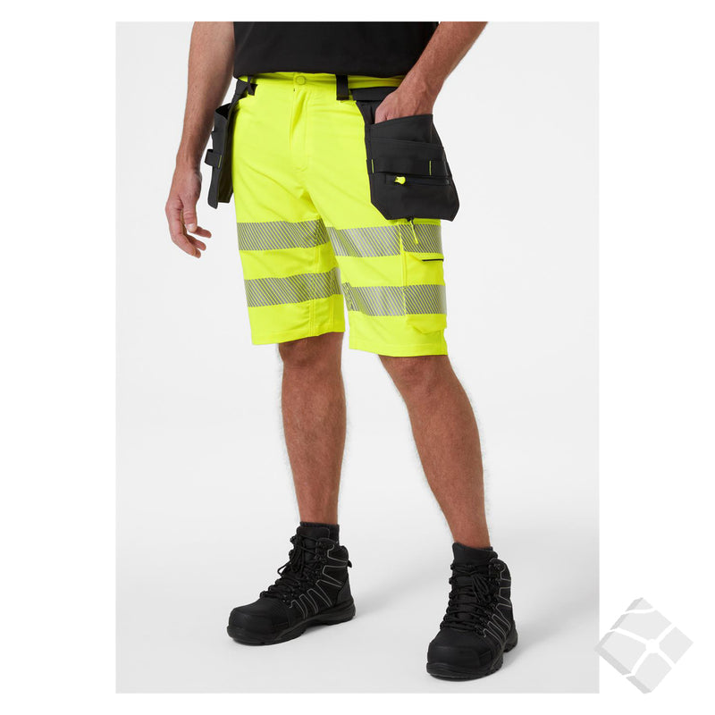 ICU Håndverkershorts 4-veis stretch, safety gul