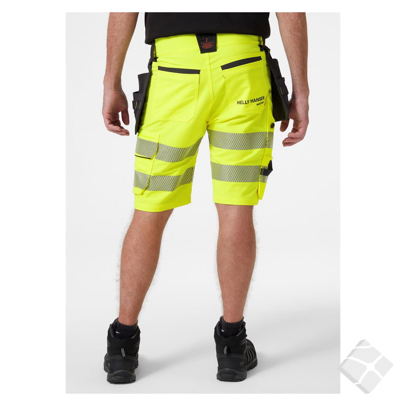 ICU Håndverkershorts 4-veis stretch, safety gul