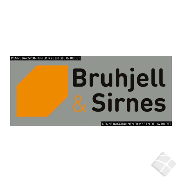 Bruhjell & Sirnes rygg logo, sort/orange