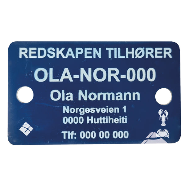 Teinemerke & redskapsmerke med 2 hull, akryl