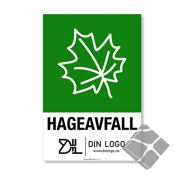 Hageavfall - Kildesortering skilt med logo