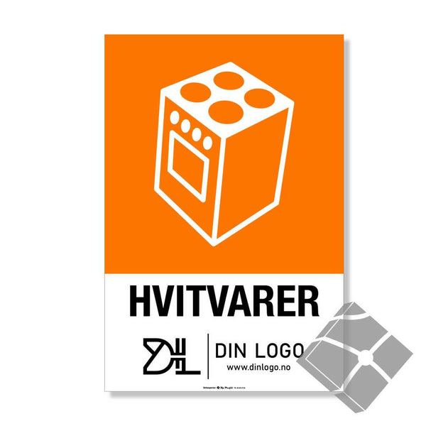 Hvitvarer - Kildesortering skilt med logo