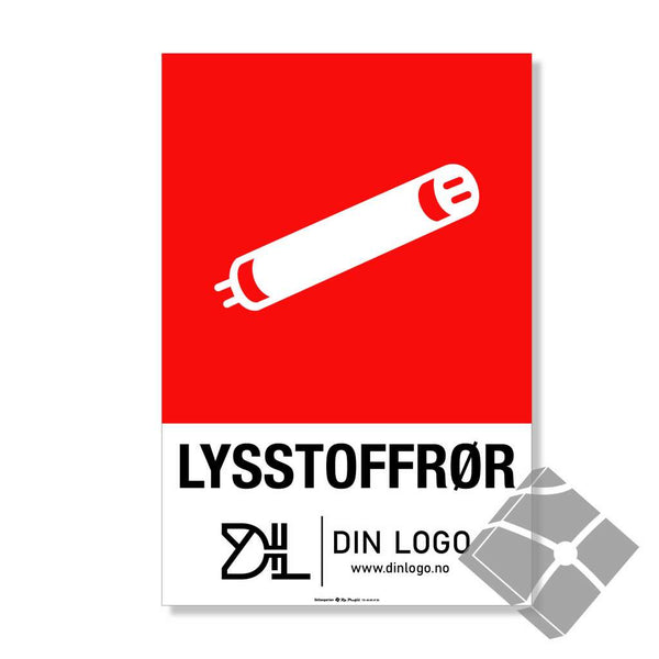 Lysstoffrør - Kildesortering skilt med logo