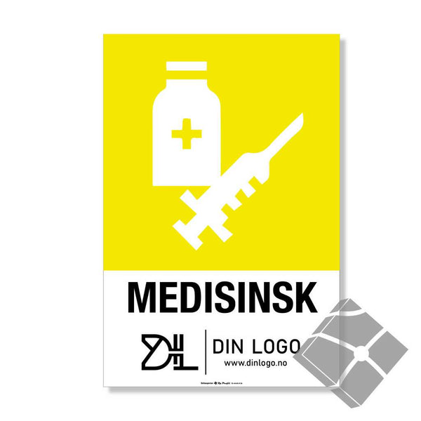 Medisinsk - Kildesortering skilt med logo