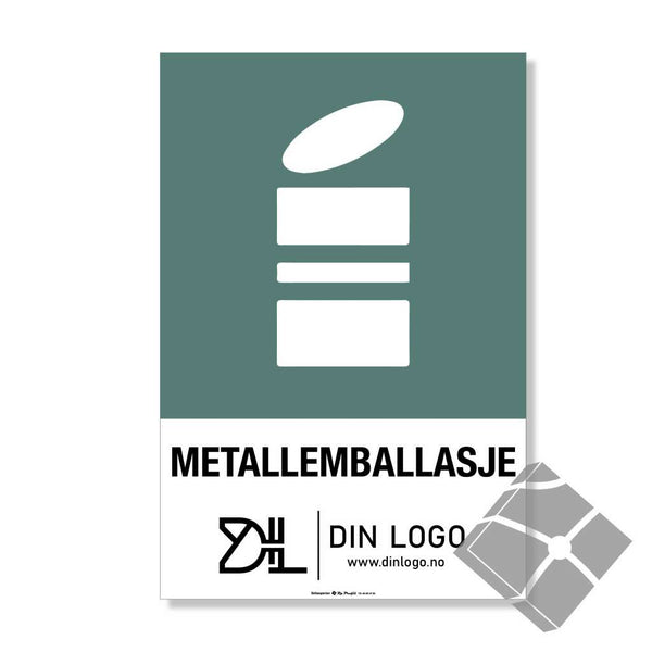 Metallemballasje - Kildesortering skilt med logo