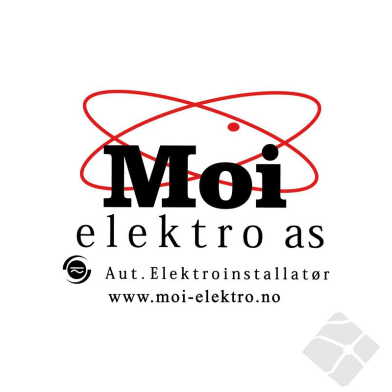 Moi Elektro As bryst logo, sort/rød