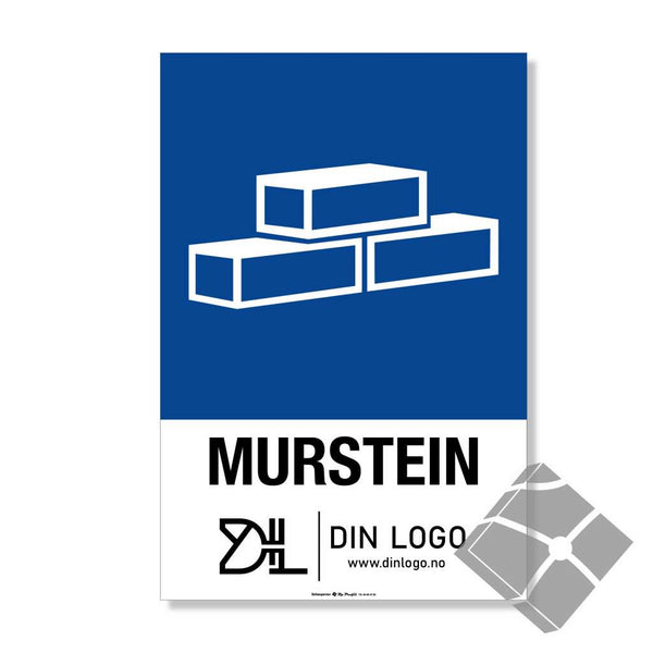 Murstein - Kildesortering skilt med logo