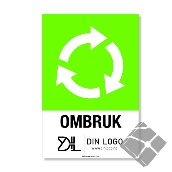 Ombruk - Kildesortering skilt med logo