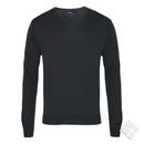 Finstrikket genser med v-hals, sort