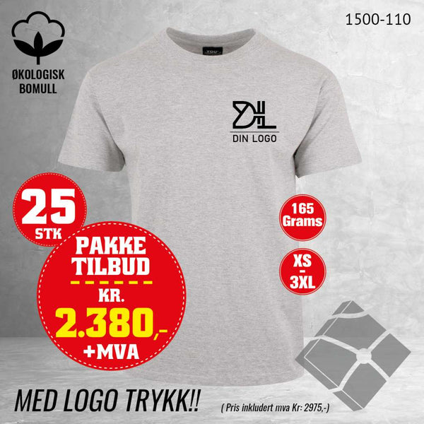 25 stk T-skjorte med bryst logo, aske