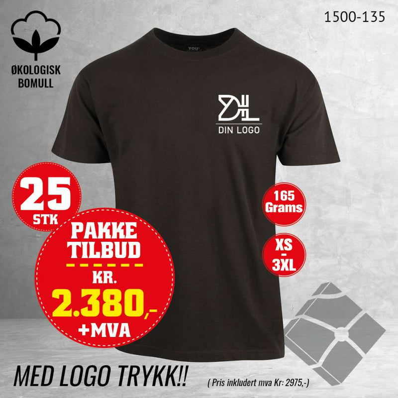 25 stk T-skjorte med bryst logo, stålgrå