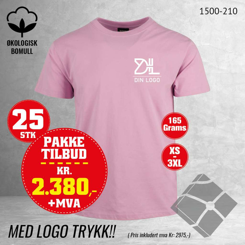 25 stk T-skjorte med bryst logo, rosa