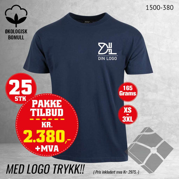 25 stk T-skjorte med bryst logo, marine
