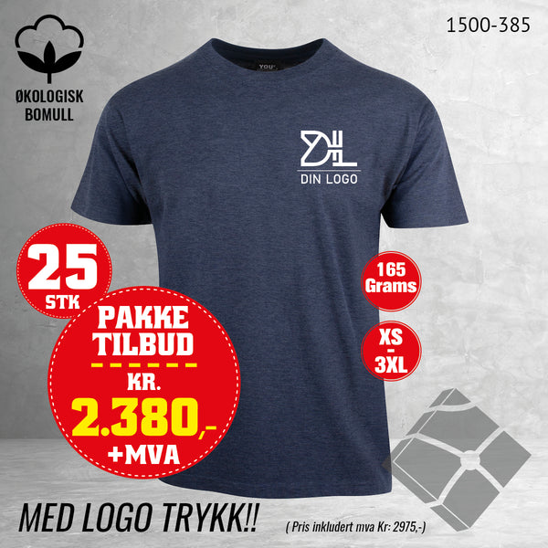 25 stk T-skjorte med bryst logo, marinemelert