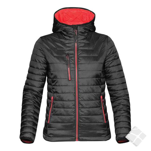 Ultralett jakke thermal til dame, sort/rød