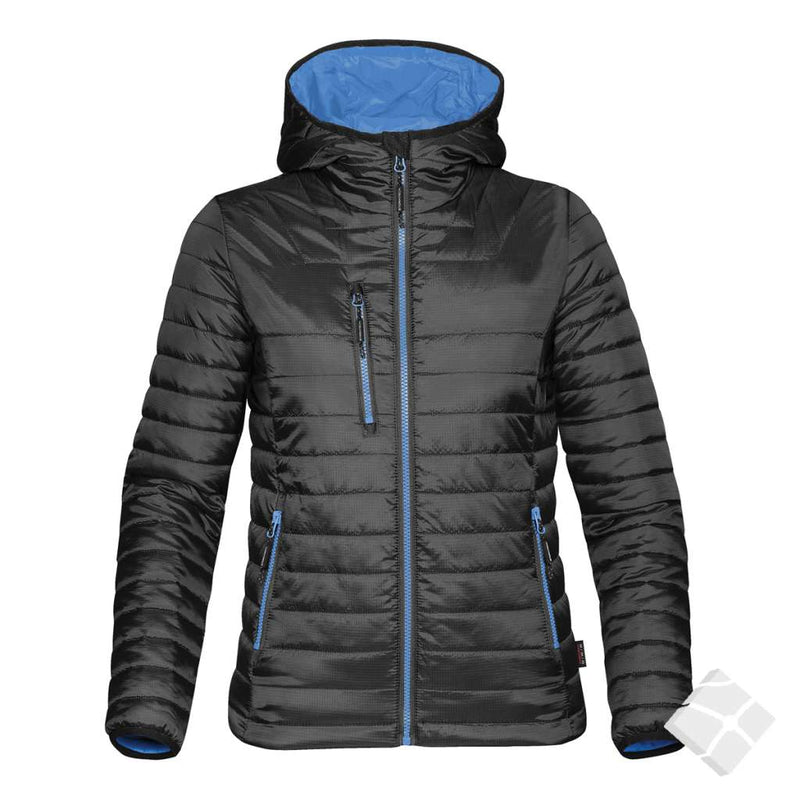 Ultralett jakke thermal til dame, sort/kornblå