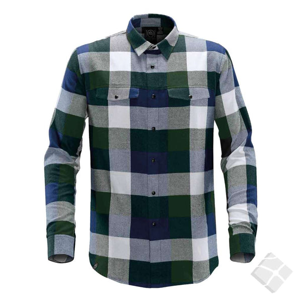 Bomullskjorte klassisk - Logan, marine/grønn